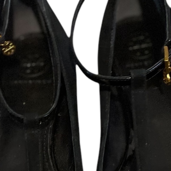Tory Burch T Straps Suede & Patent Black Leather women's Shoes, Size 6M - Picture 5 of 8